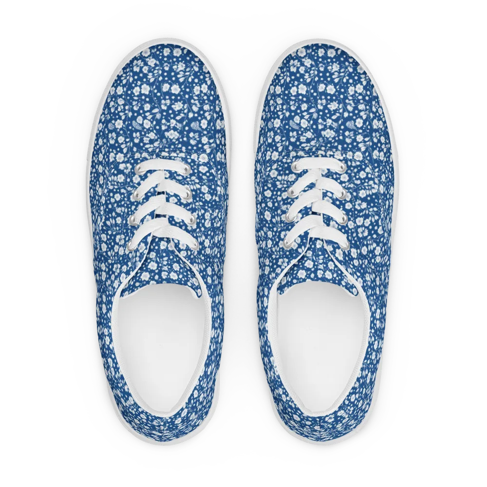 Cobalt Bloom on Men's Lace-Up Canvas Shoes — Front