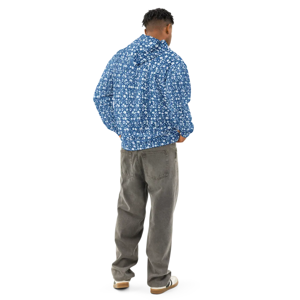 Cobalt Bloom on Cotton Hoodie — Back