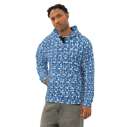 Cobalt Bloom on a Cotton Hoodie