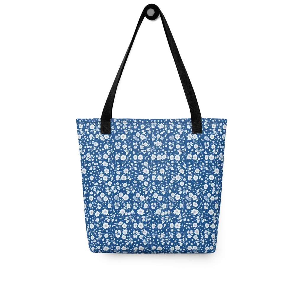Cobalt Bloom on Tote Bag — Front