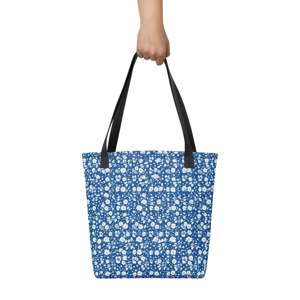 Cobalt Bloom on Tote Bag — Front