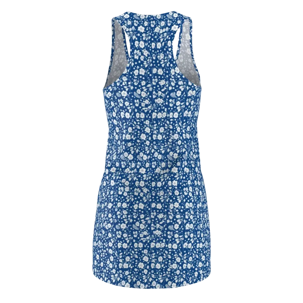 Cobalt Bloom on Racerback Dress — Back