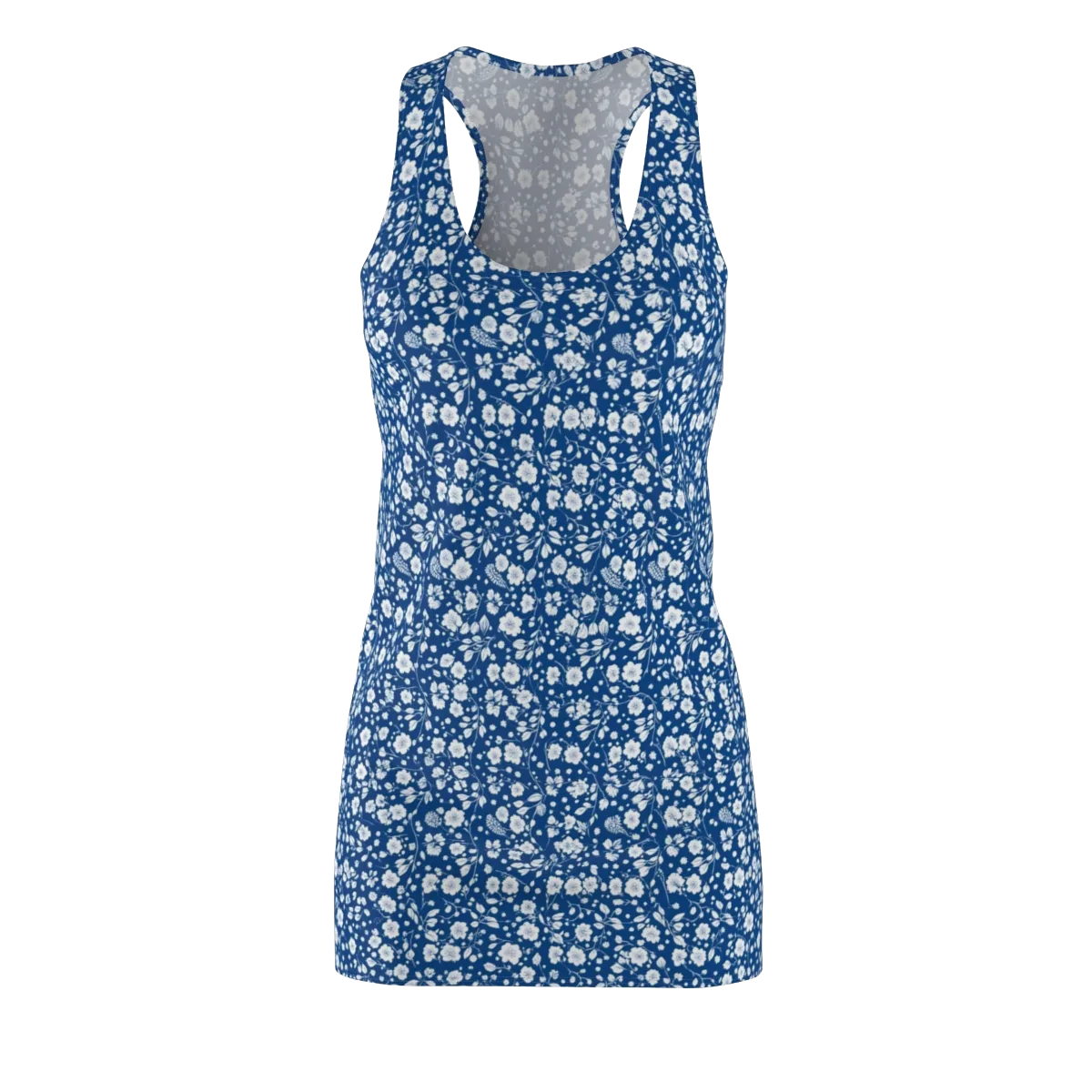 Cobalt Bloom on Racerback Dress — Front