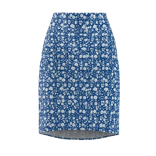 Cobalt Bloom on a Pencil Skirt
