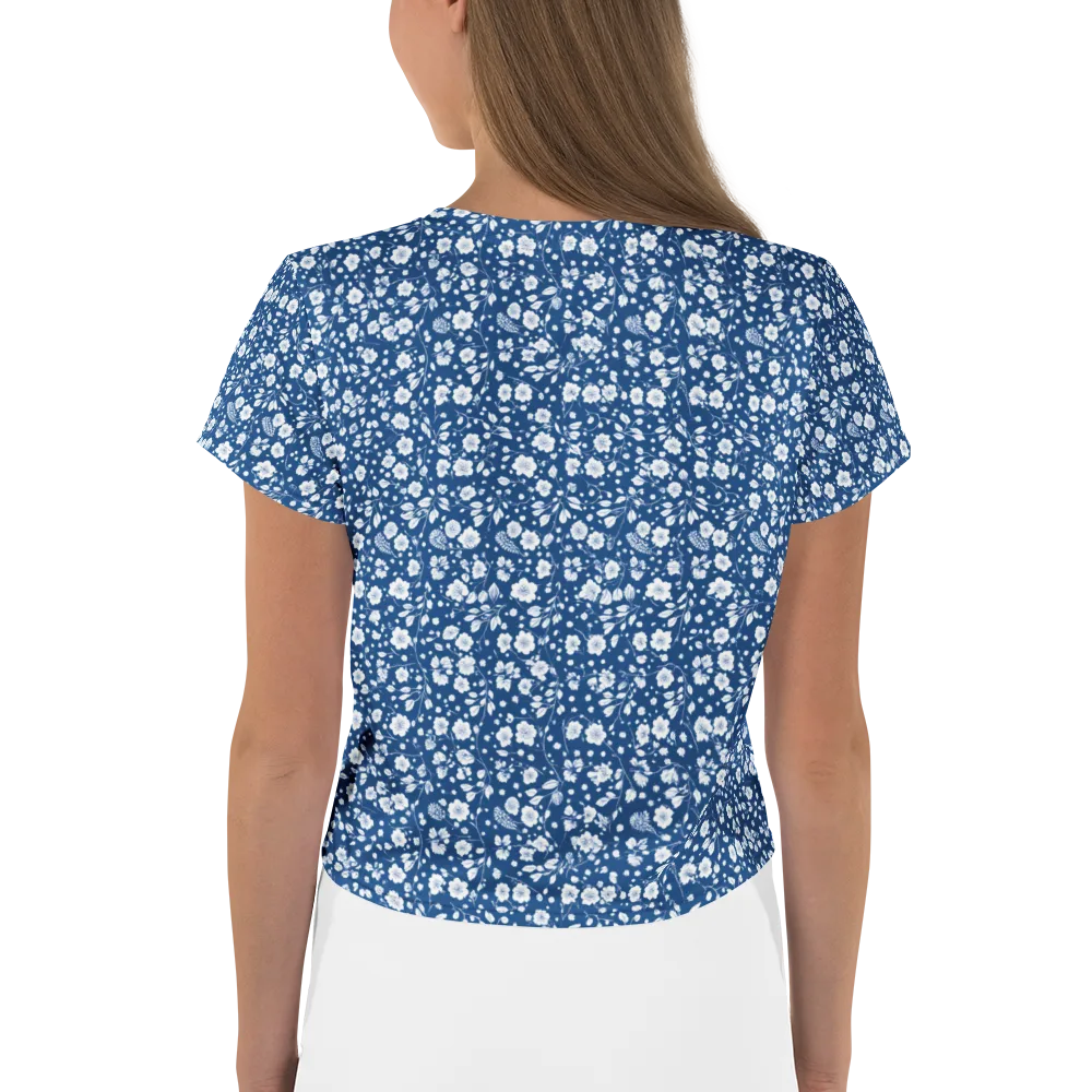 Cobalt Bloom on Crop Tee — Back