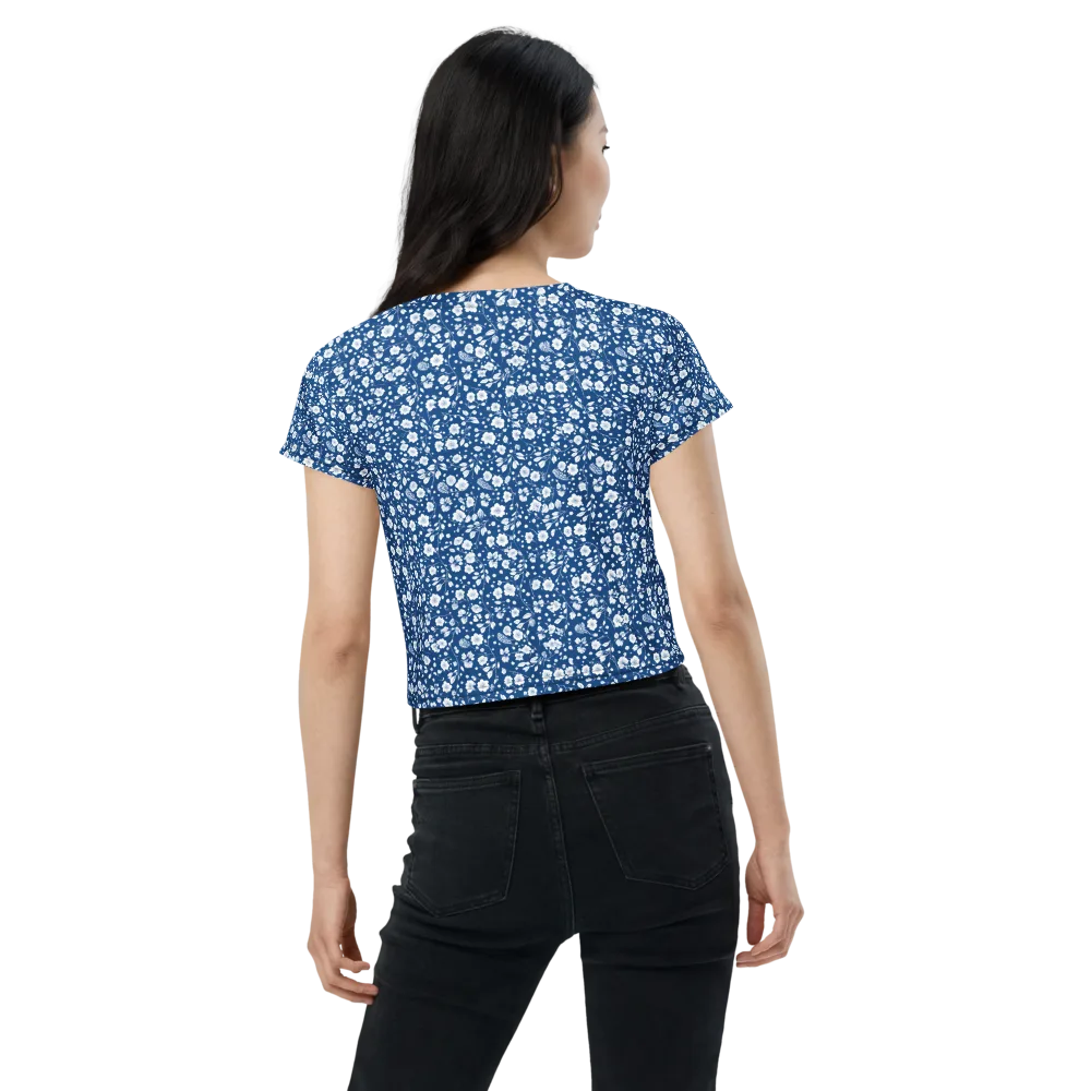 Cobalt Bloom on Crop Tee — Back