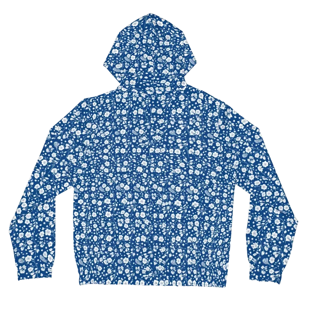 Cobalt Bloom on Women's Full-Zip Hoodie — Back