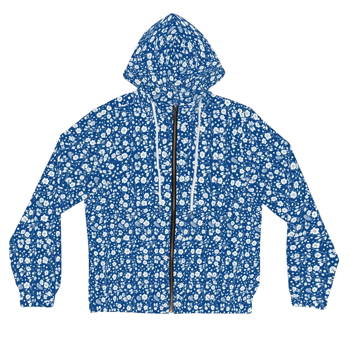 Cobalt Bloom on Women's Full-Zip Hoodie — Front