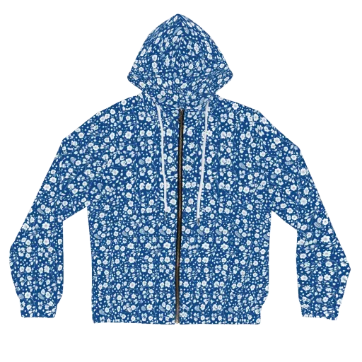 Cobalt Bloom on a Women's Full-Zip Hoodie