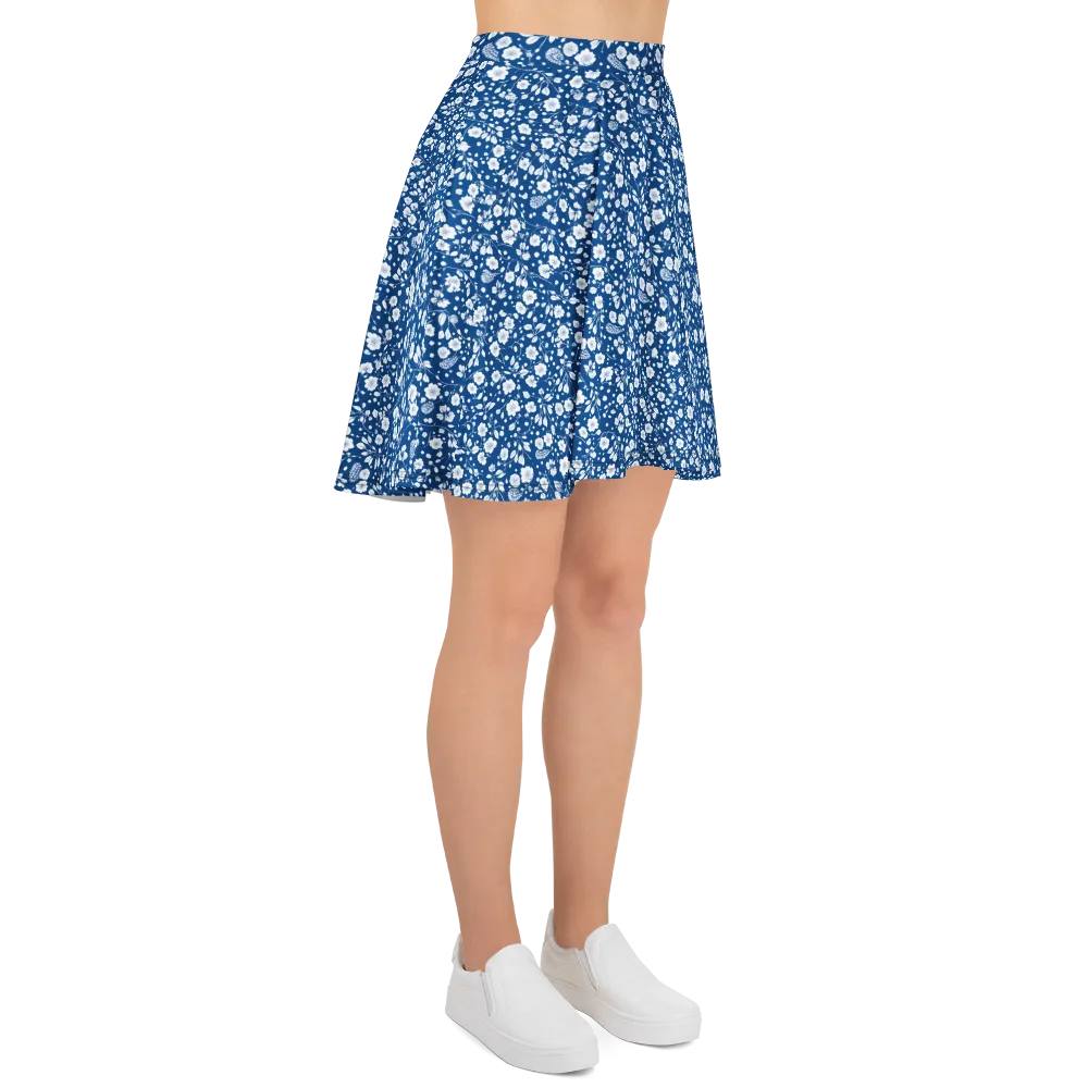 Cobalt Bloom on Skater Skirt — Right