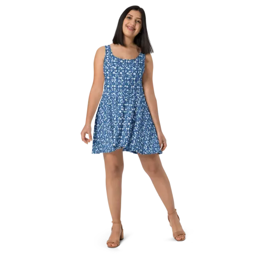 Cobalt Bloom on a Skater Dress