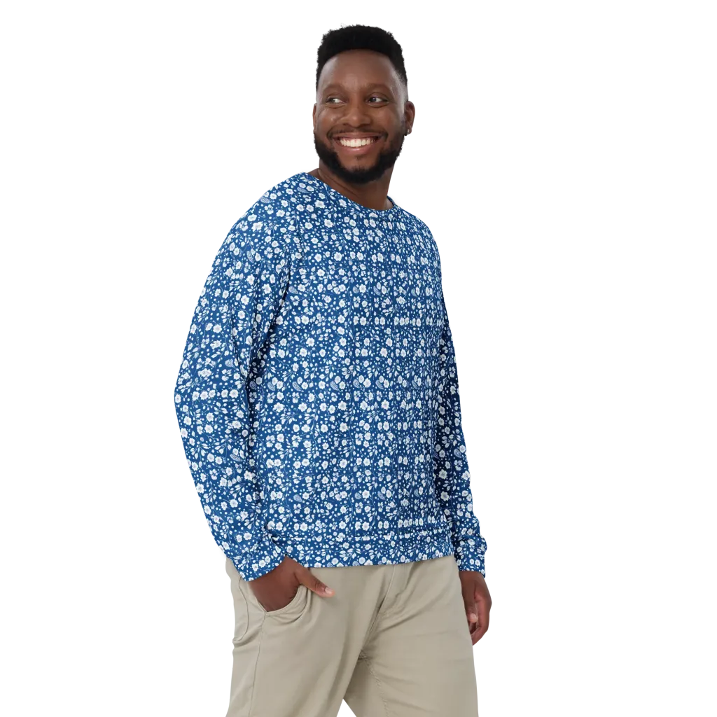 Cobalt Bloom on Sweatshirt — Front