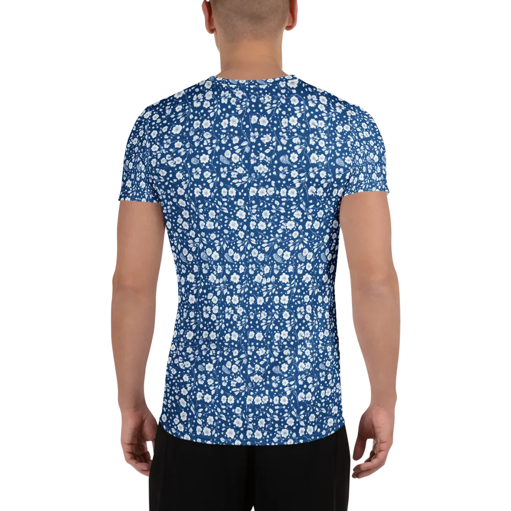 Cobalt Bloom on Men's Athletic T-Shirt — Back