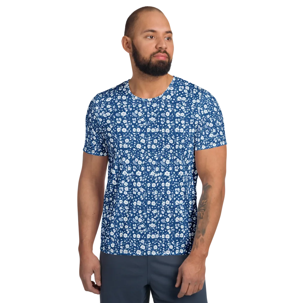 Cobalt Bloom on Men's Athletic T-Shirt — Front