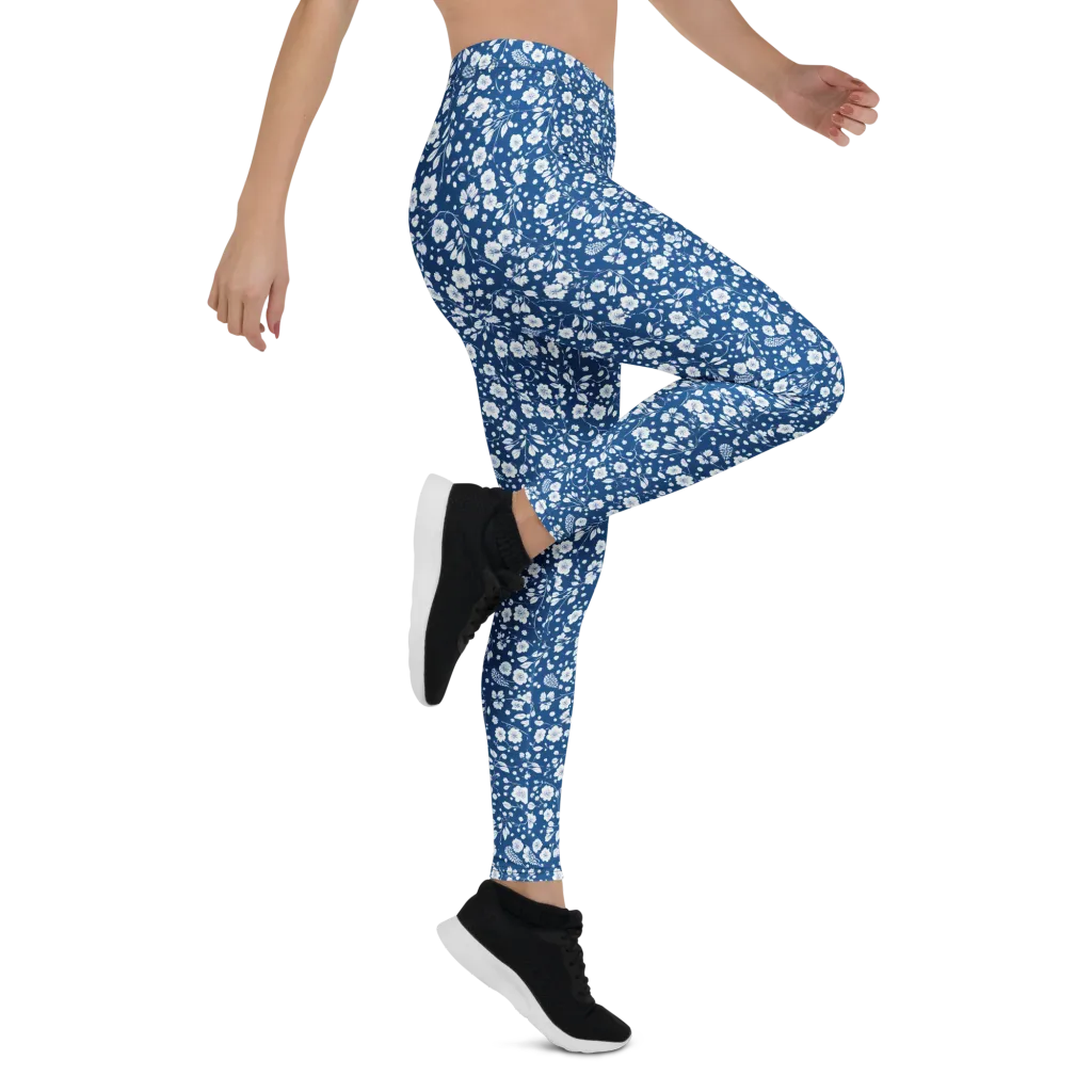 Cobalt Bloom on Leggings — Right