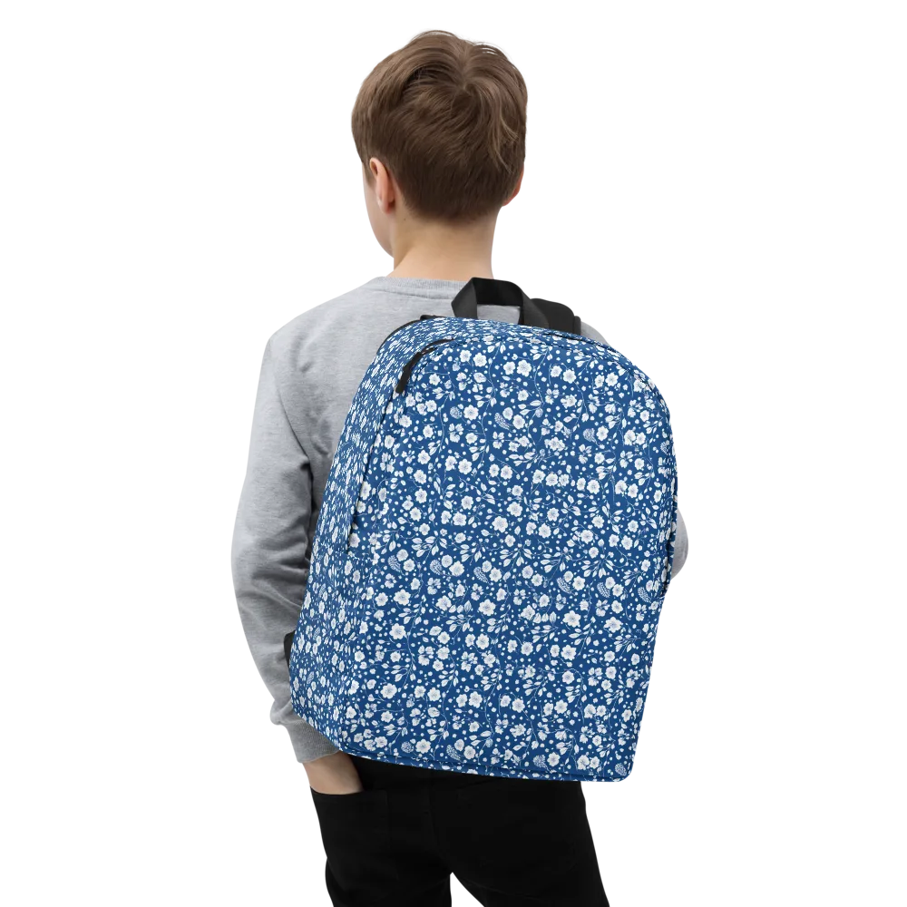 Cobalt Bloom on Minimalist Backpack — Zoomed-in