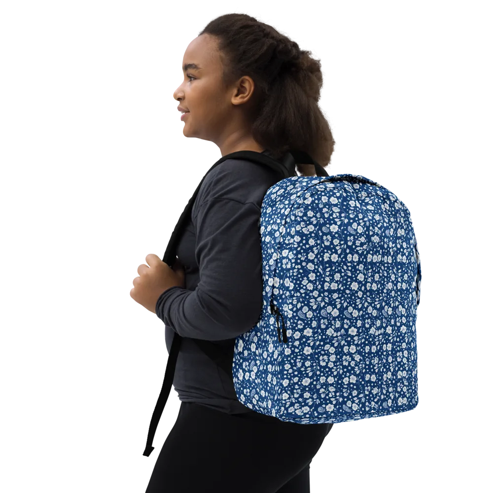 Cobalt Bloom on Minimalist Backpack — Right Front