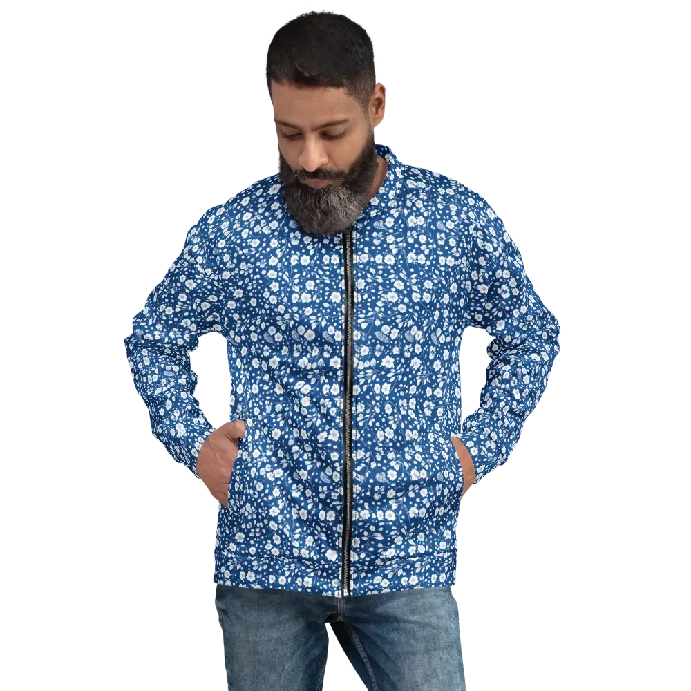 Cobalt Bloom on Bomber Jacket — Front