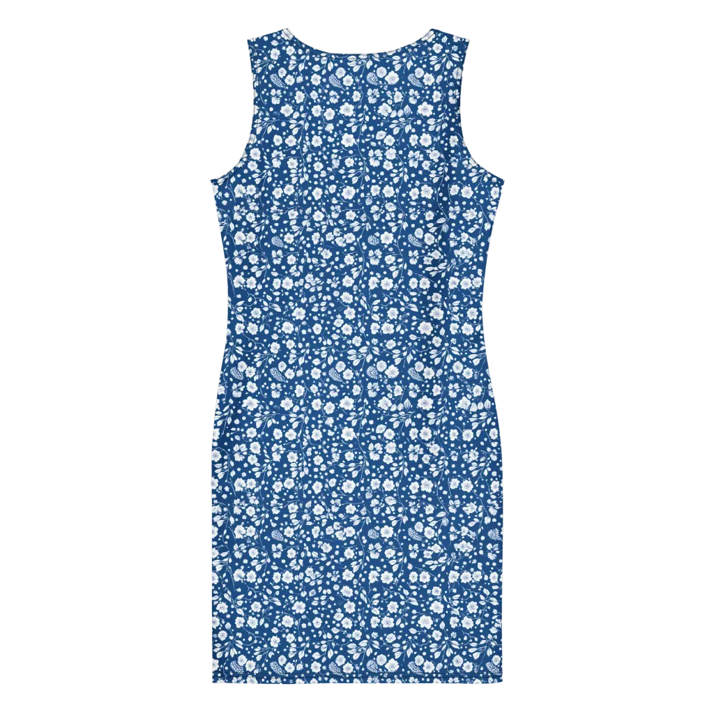 Cobalt Bloom on Bodycon Dress — Back
