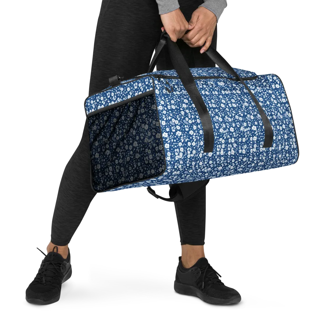 Cobalt Bloom on Duffle Bag — Right Front