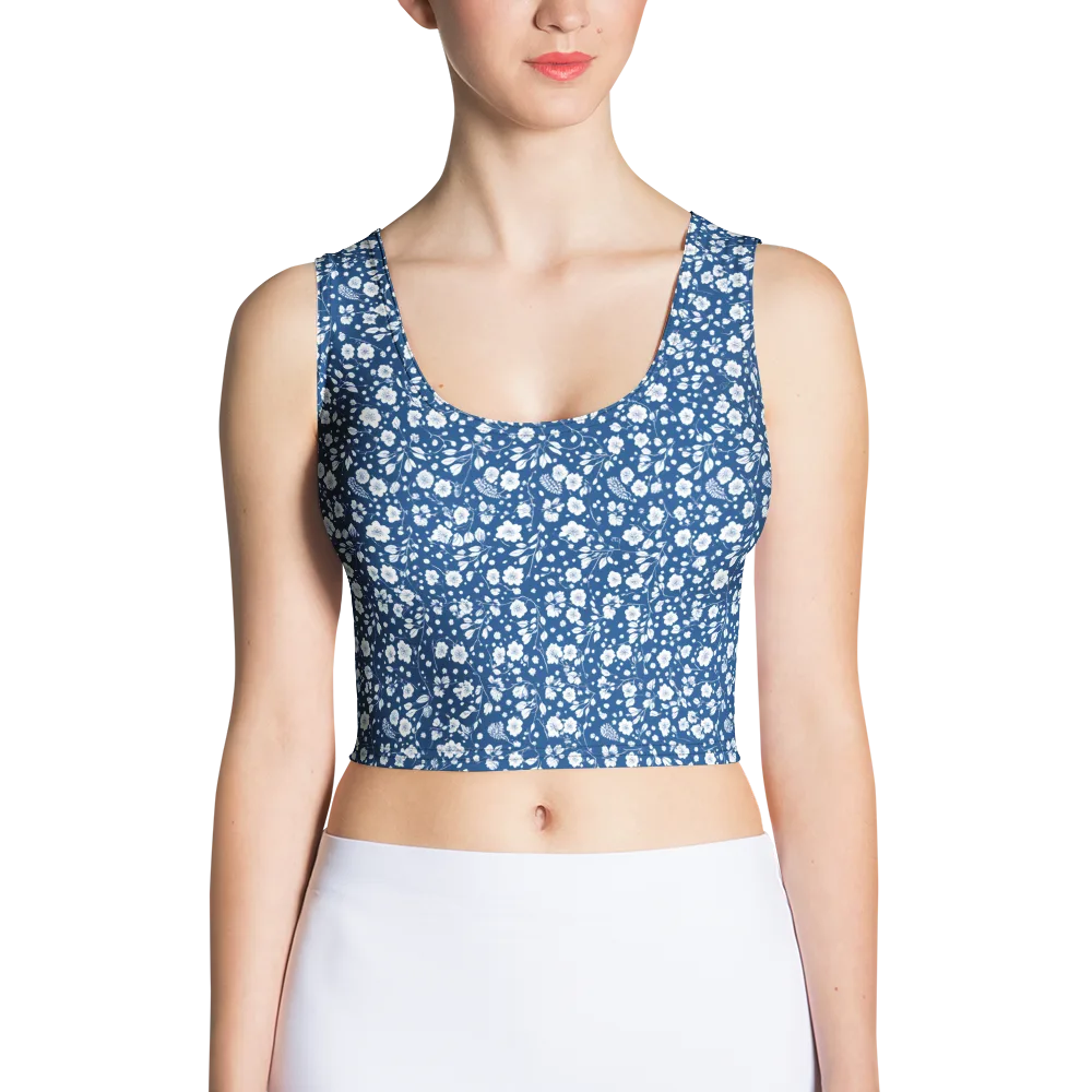 Cobalt Bloom on Crop Top — Front
