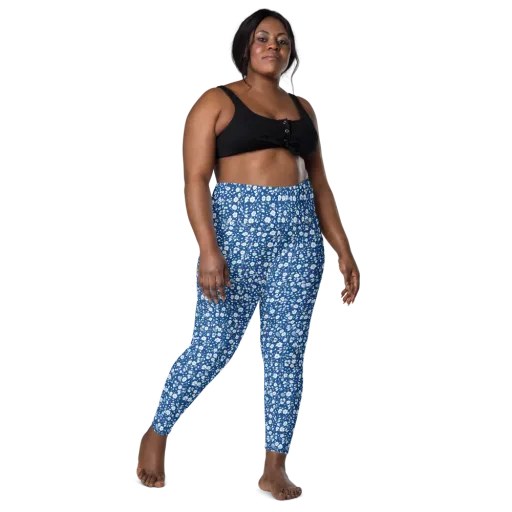 Cobalt Bloom on a Leggings with Pockets