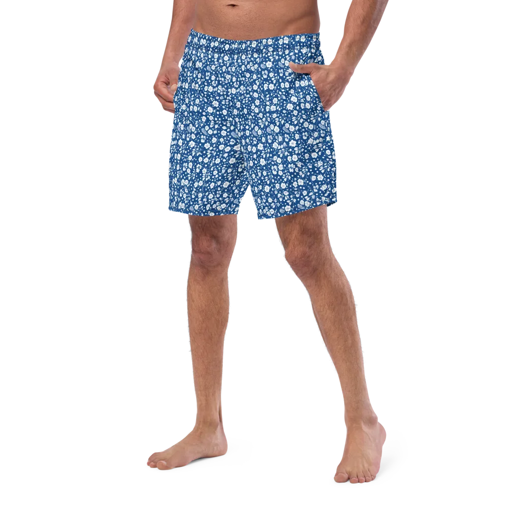 Cobalt Bloom on Swim Trunks — Left Front