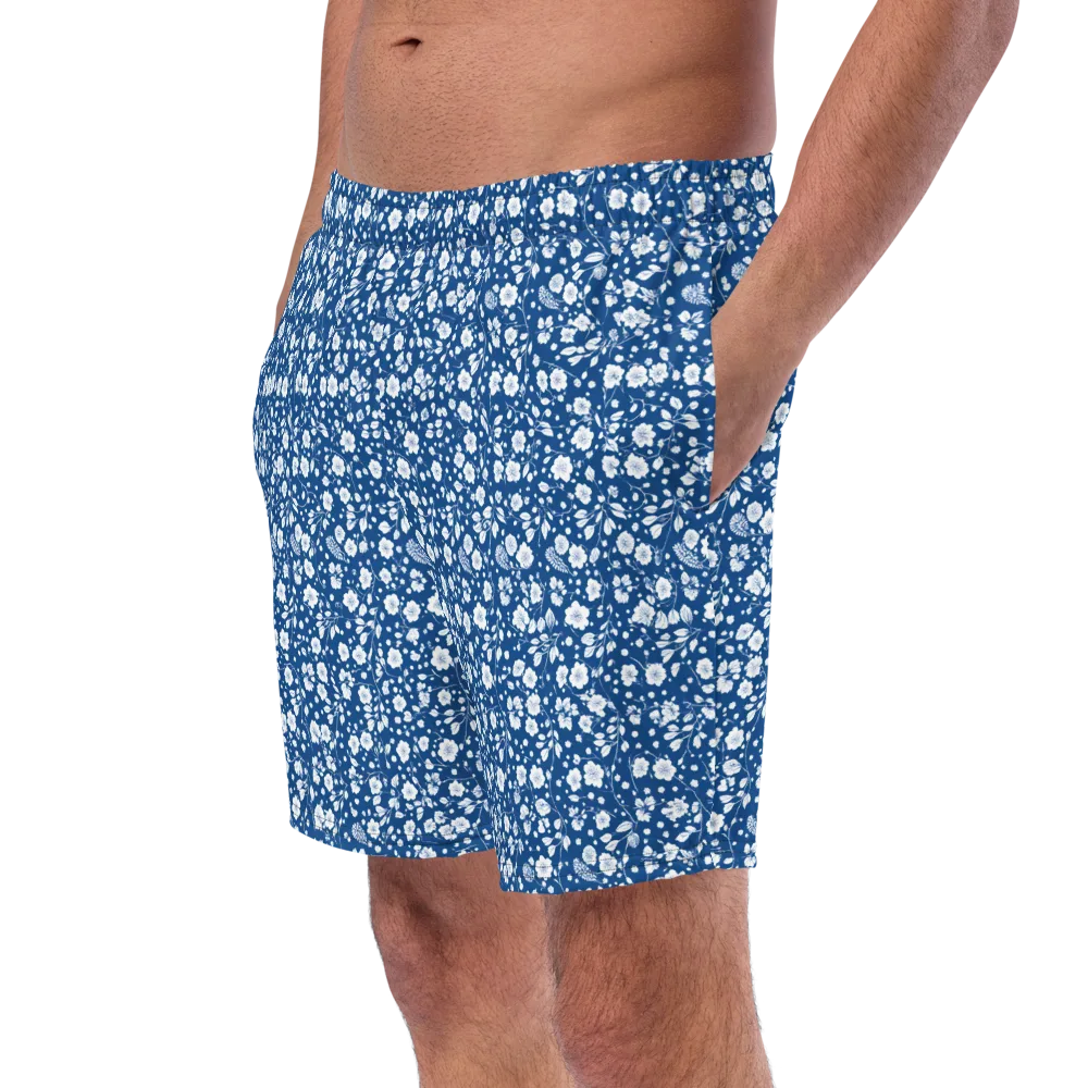 Cobalt Bloom on Swim Trunks — Left Front