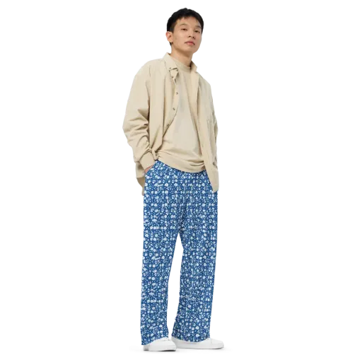 Cobalt Bloom on a Wide-Leg Pants