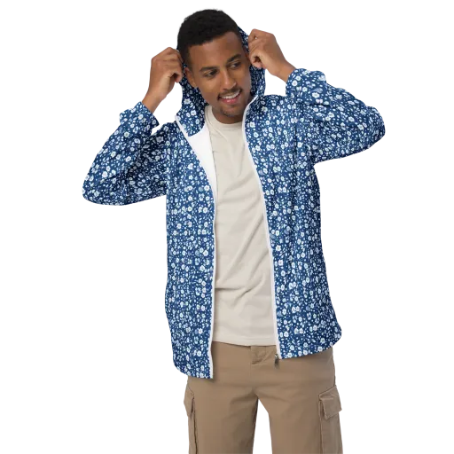Cobalt Bloom on a Men's Windbreaker