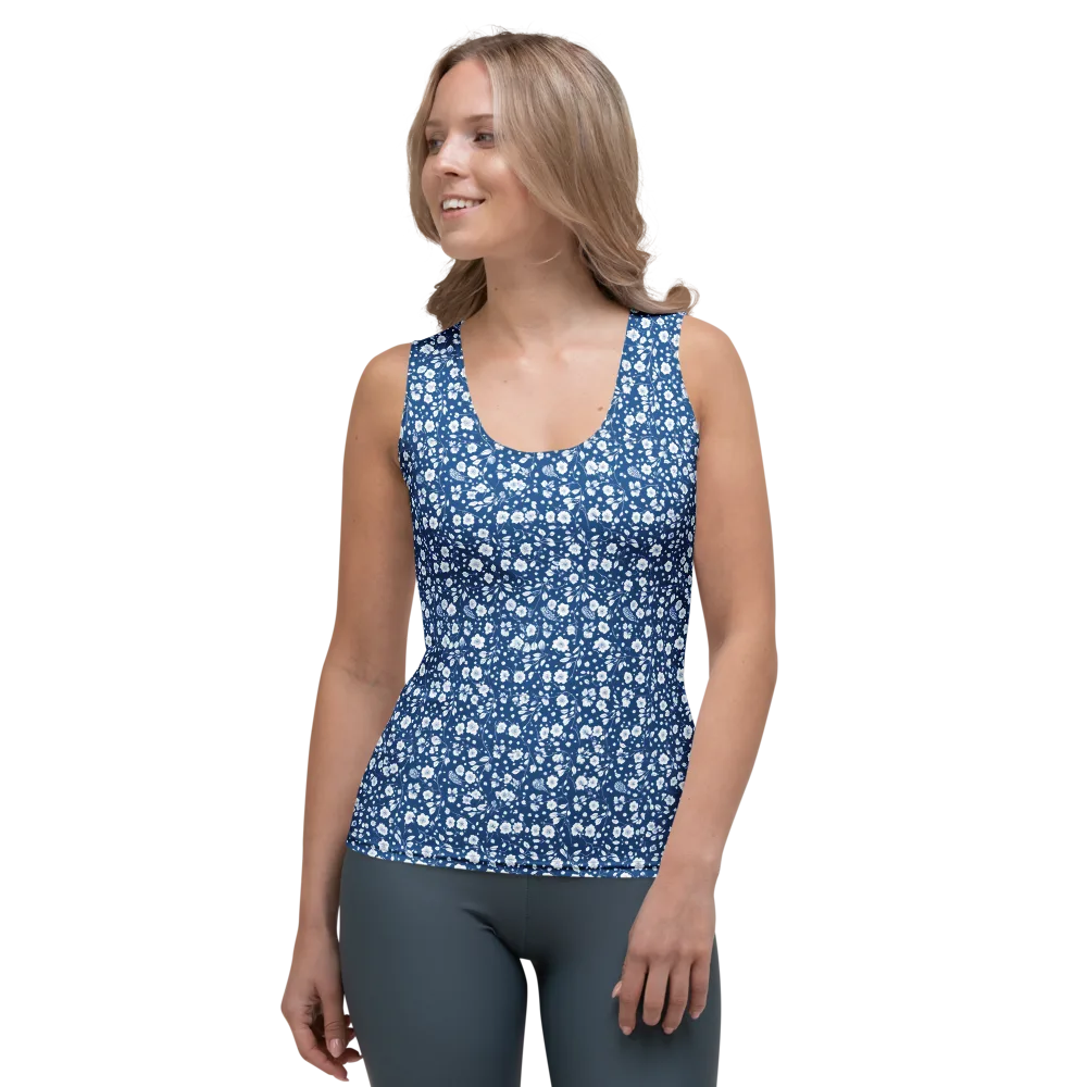 Cobalt Bloom on Women's Tank Top — Front