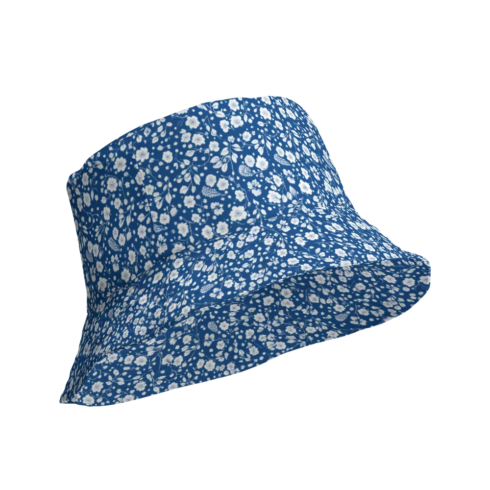 Cobalt Bloom on Reversible Bucket Hat — Product details Outside