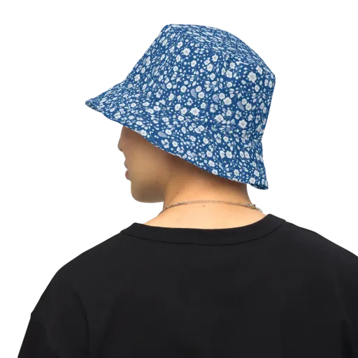 Cobalt Bloom on a Reversible Bucket Hat