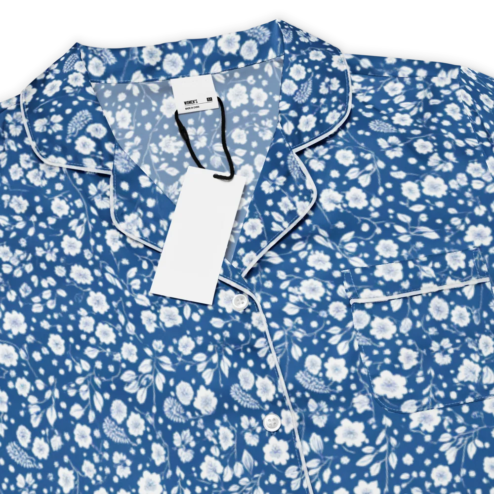 Cobalt Bloom on Women's Short Sleeve Pajama Top — Product details