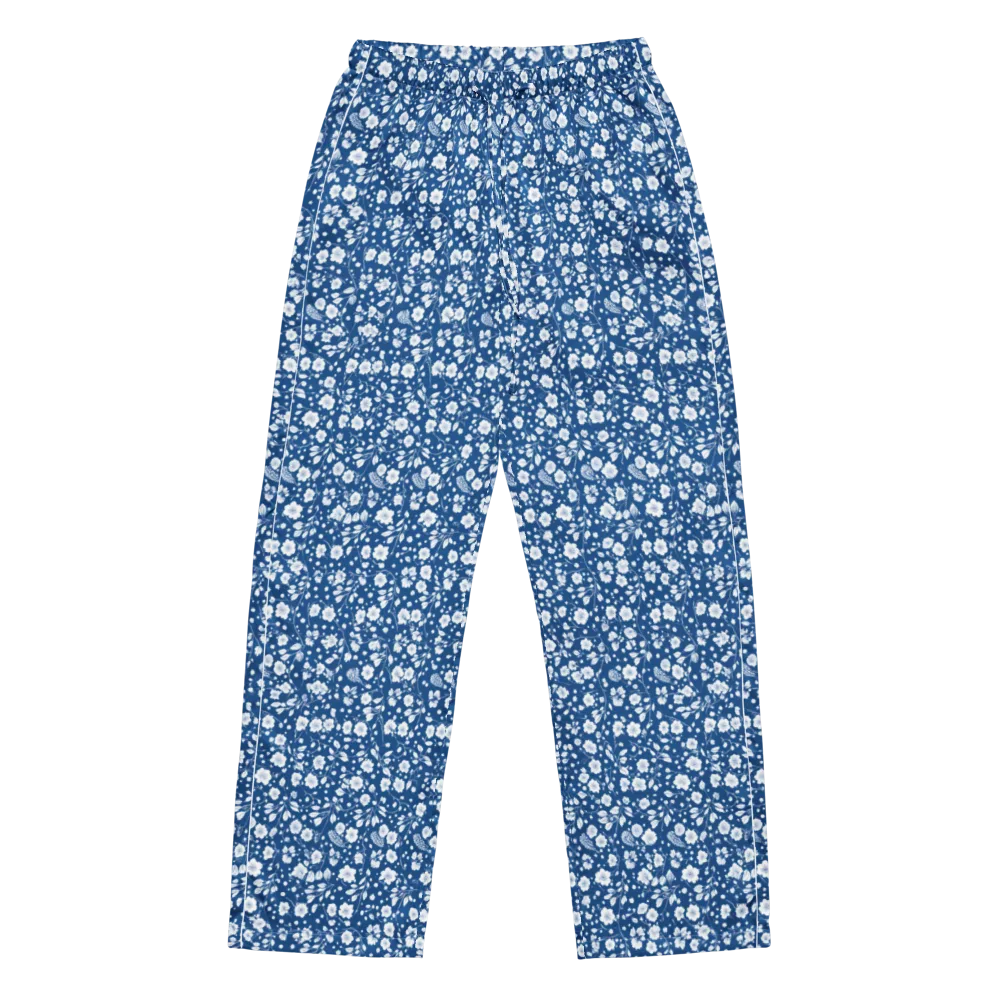 Cobalt Bloom on Women's Pajama Pants — Front
