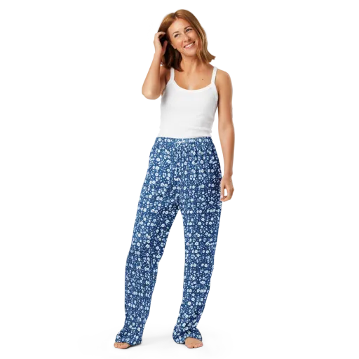 Cobalt Bloom on a Women's Pajama Pants