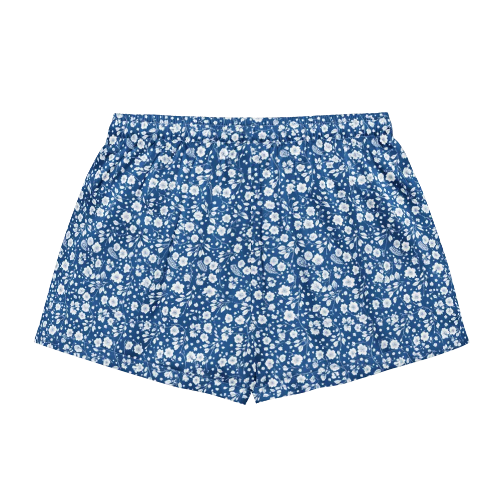 Cobalt Bloom on Women's Pajama Shorts — Back