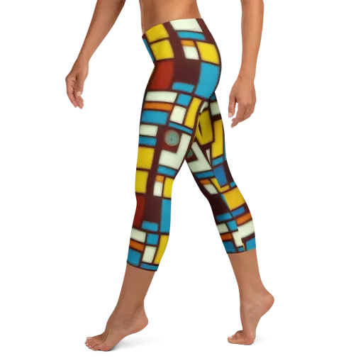 Burgundy Blocks on a Capri Leggings