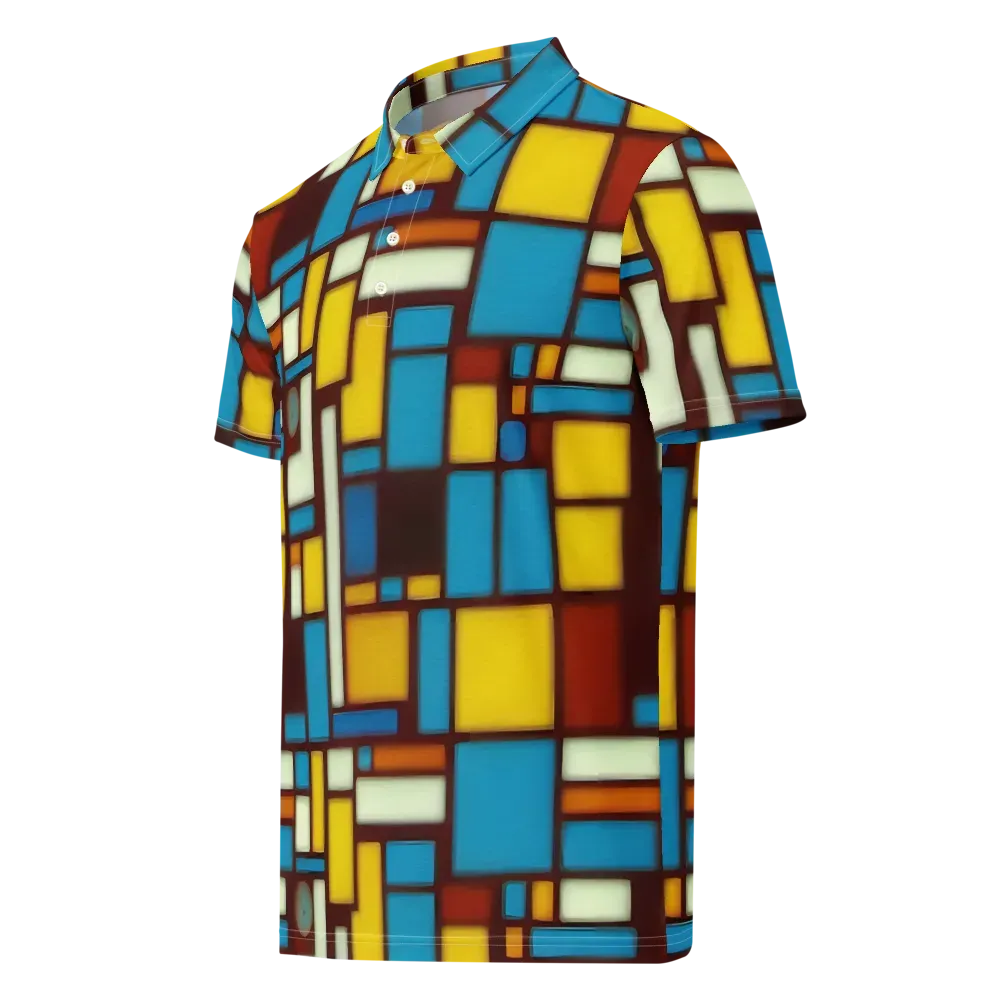 Burgundy Blocks on Men's Slim Fit Polo Shirt — Left Front