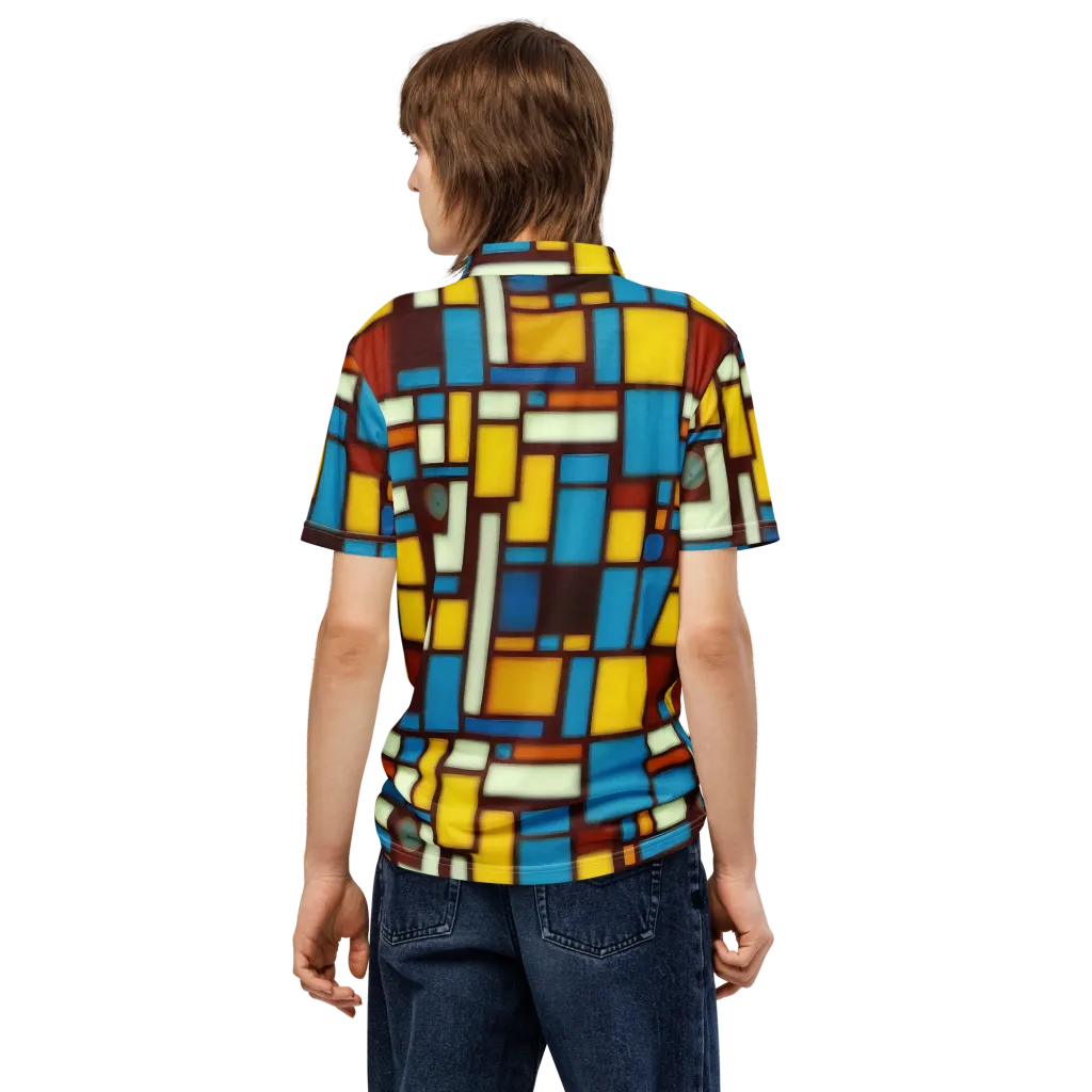 Burgundy Blocks on Men's Slim Fit Polo Shirt — Back