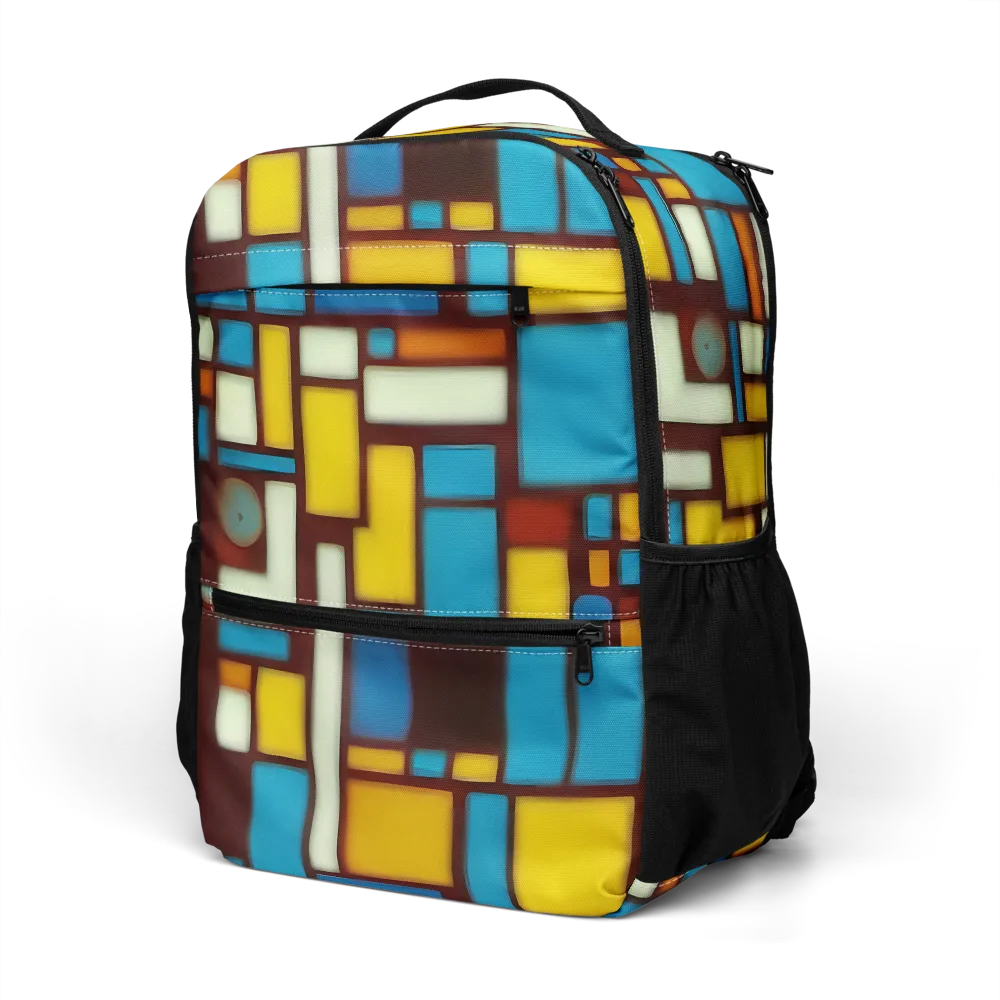 Burgundy Blocks on Utility Backpack — Left Front