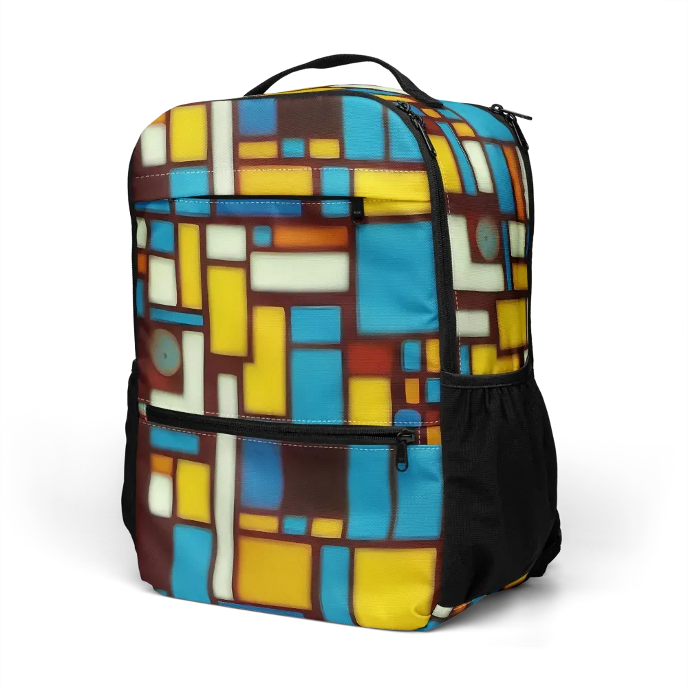 Burgundy Blocks on Utility Backpack — Left Front