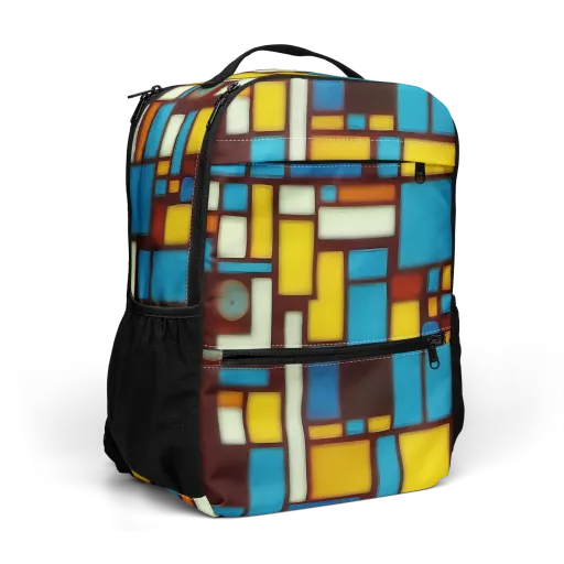 Burgundy Blocks on a Utility Backpack