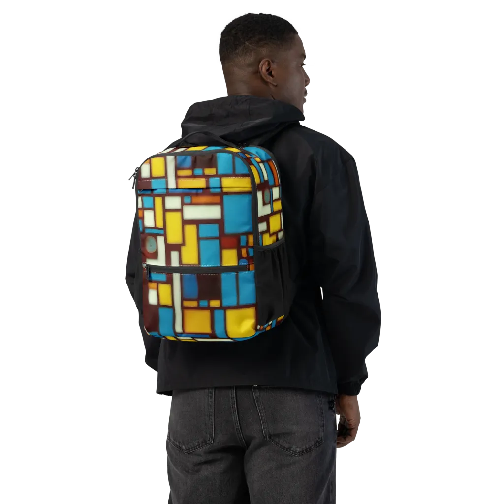 Burgundy Blocks on Utility Backpack — Back