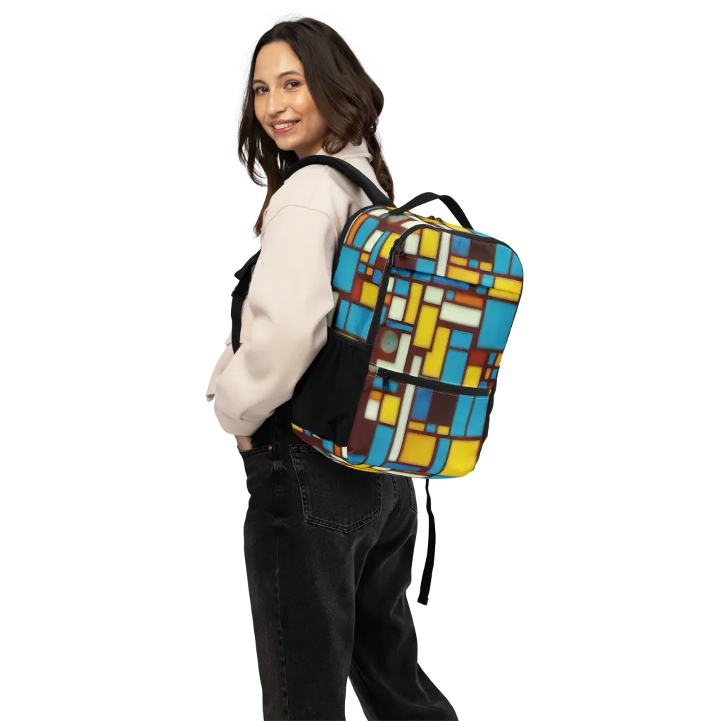 Burgundy Blocks on Utility Backpack — Back
