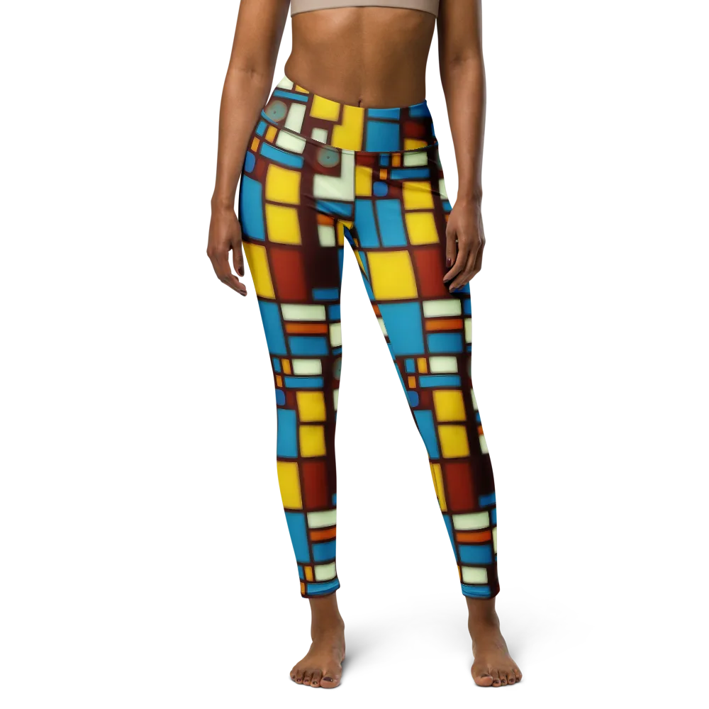 Burgundy Blocks on Yoga Leggings — Front