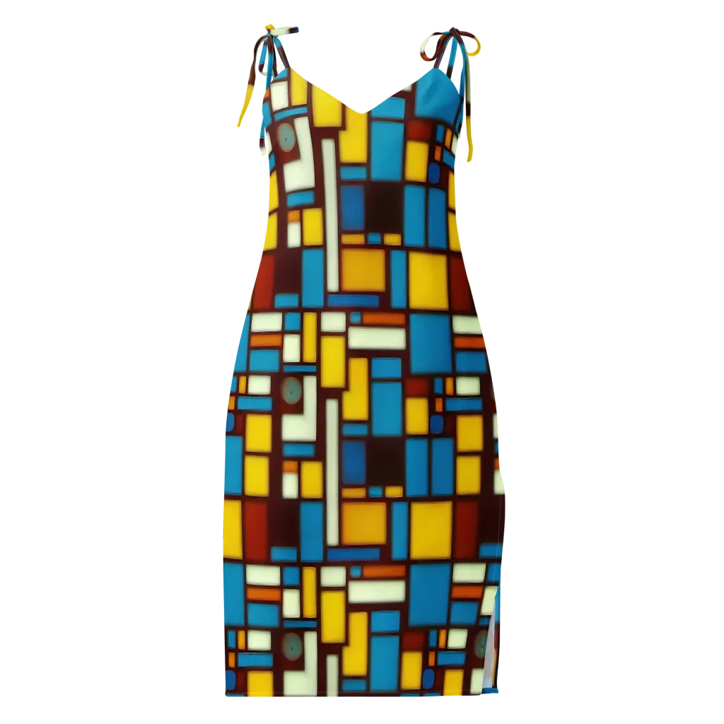 Burgundy Blocks on Slip Dress — Front