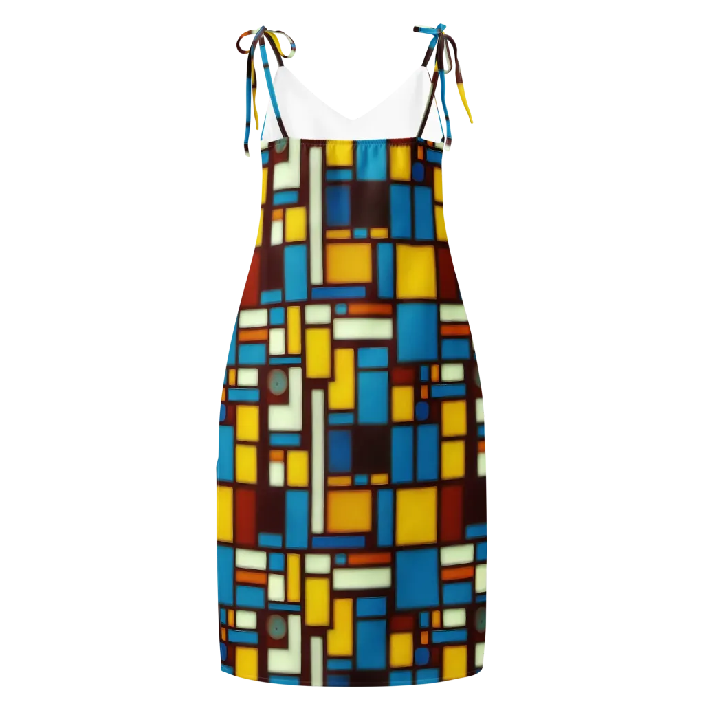 Burgundy Blocks on Slip Dress — Back