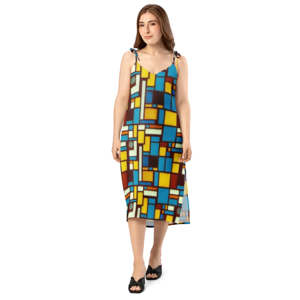 Burgundy Blocks on Slip Dress — Front