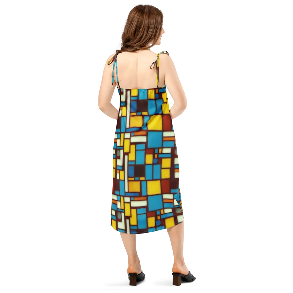 Burgundy Blocks on Slip Dress — Back